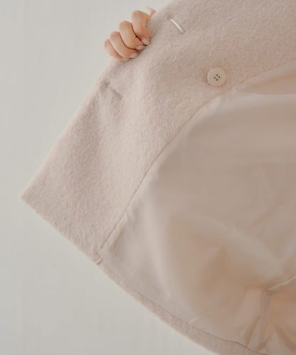 金色紐扣毛邊寬鬆大衣