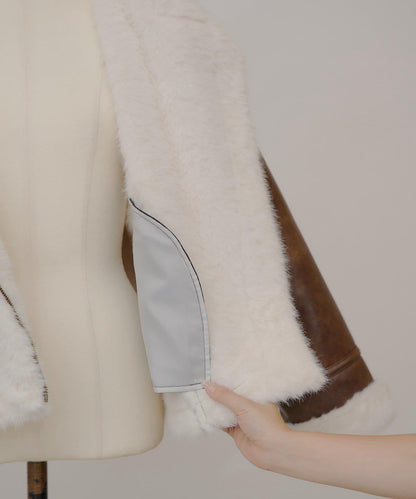 10月23日（週四）0點開售【ゆっぴ聯名企劃】仿毛皮短款機車夾克