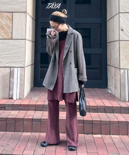 【PON企畫】顯瘦前後兩穿毛絨針織吊帶長款上衣