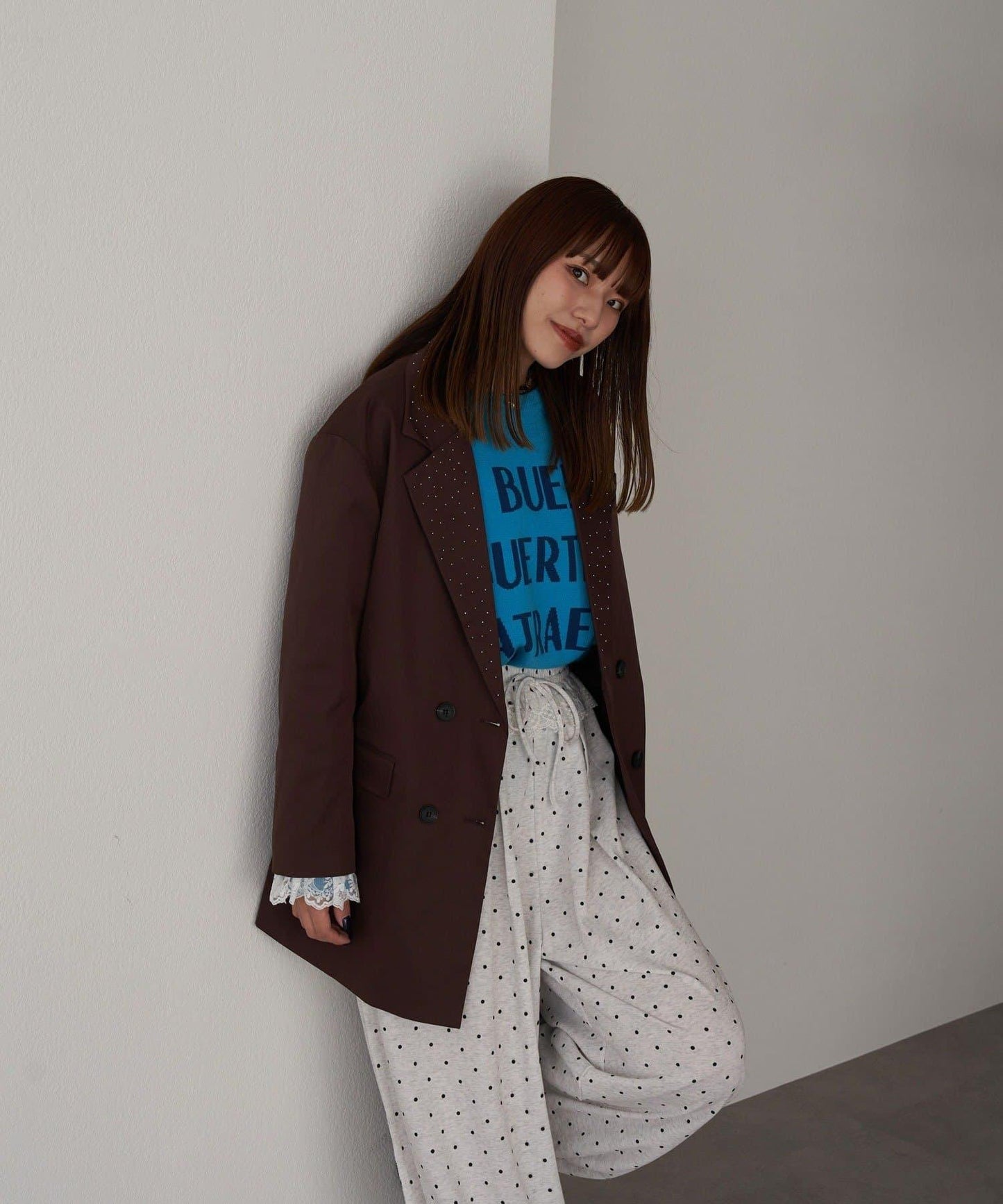 亮片波點蕾絲西裝外套