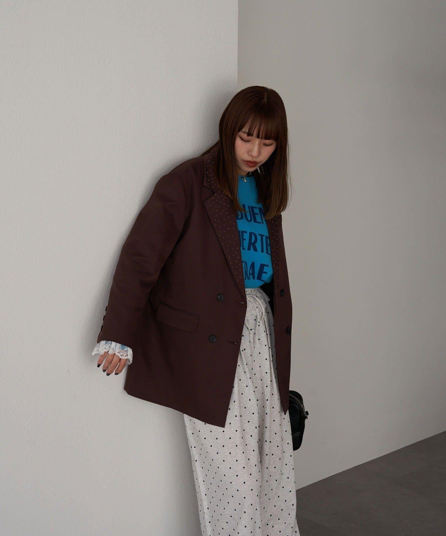 亮片波點蕾絲西裝外套