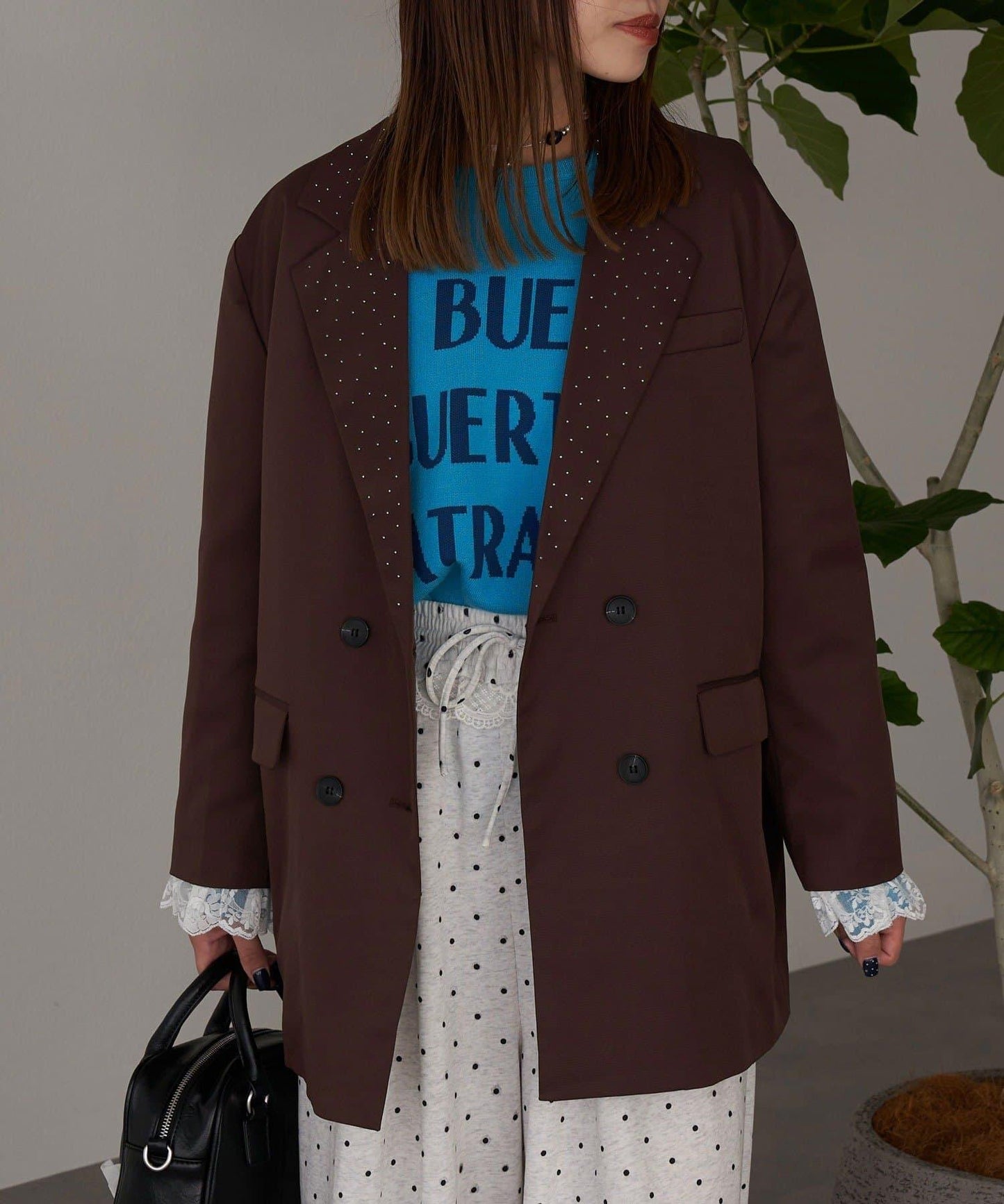 亮片波點蕾絲西裝外套