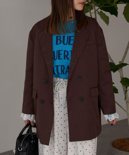 亮片波點蕾絲西裝外套