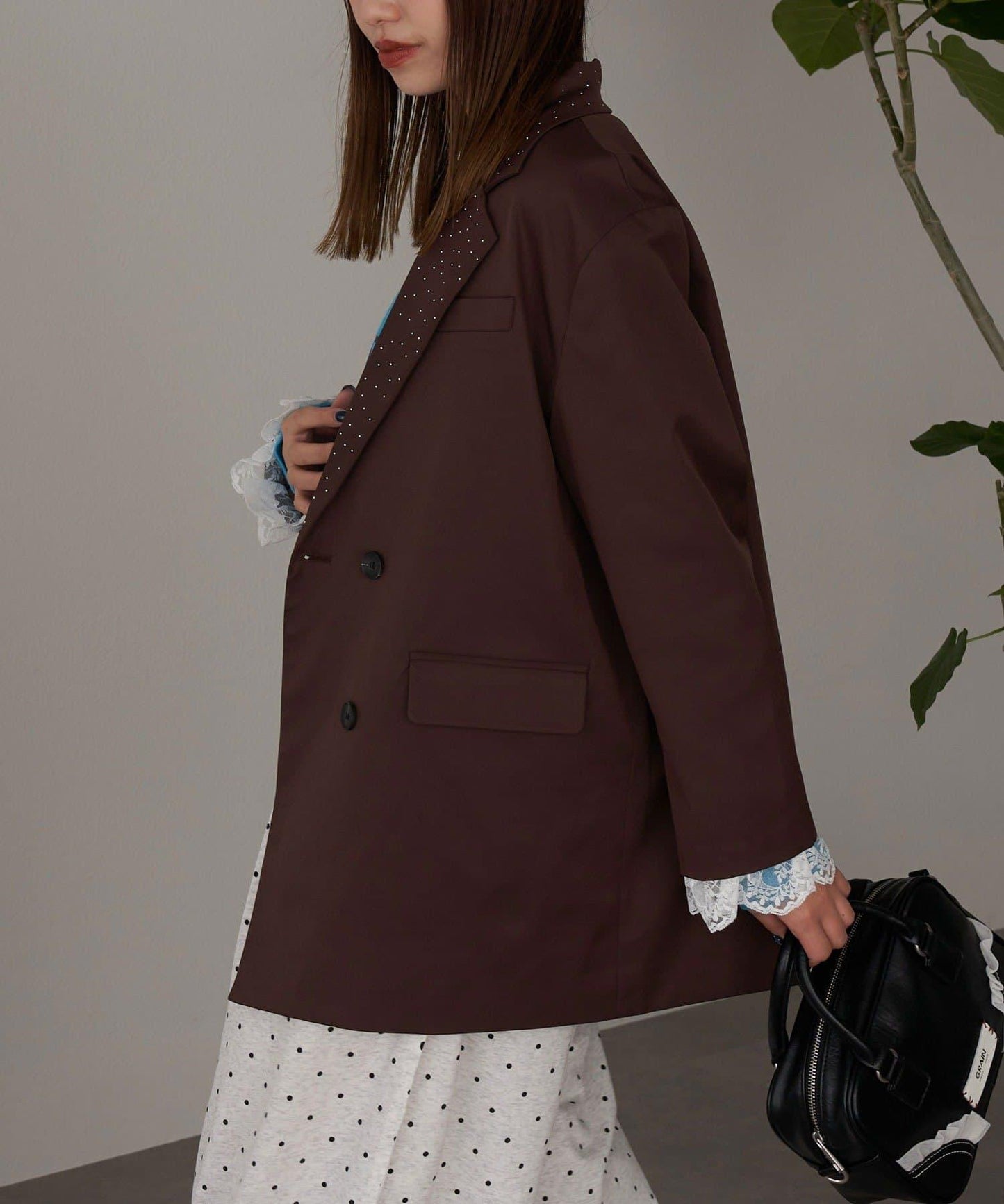 亮片波點蕾絲西裝外套