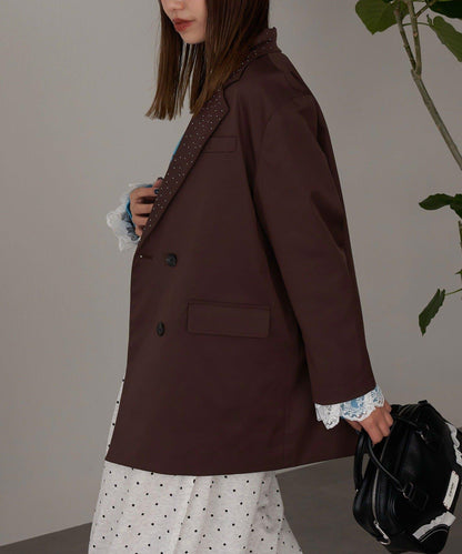 亮片波點蕾絲西裝外套