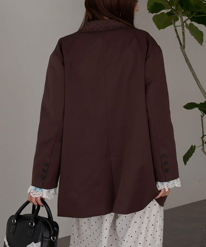 亮片波點蕾絲西裝外套