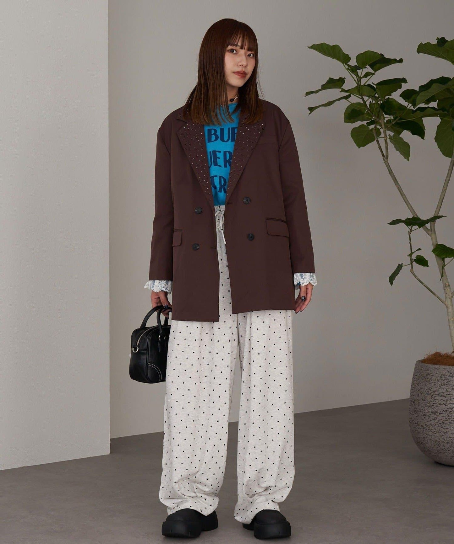 亮片波點蕾絲西裝外套