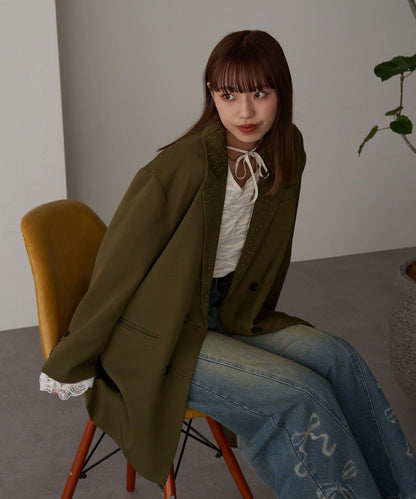 亮片波點蕾絲西裝外套