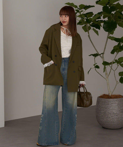 亮片波點蕾絲西裝外套