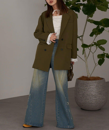 亮片波點蕾絲西裝外套