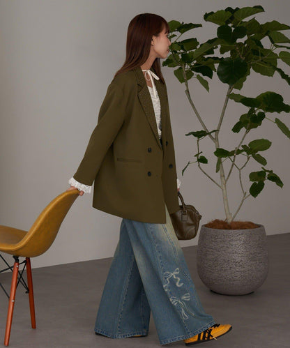 亮片波點蕾絲西裝外套