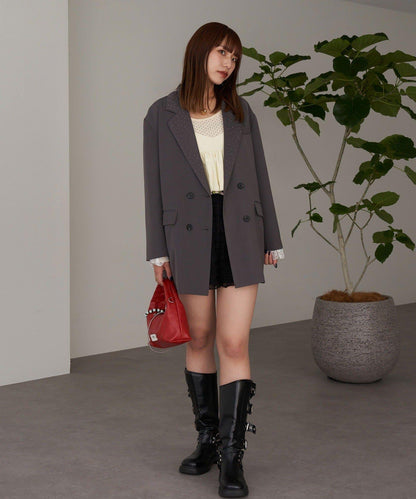 亮片波點蕾絲西裝外套