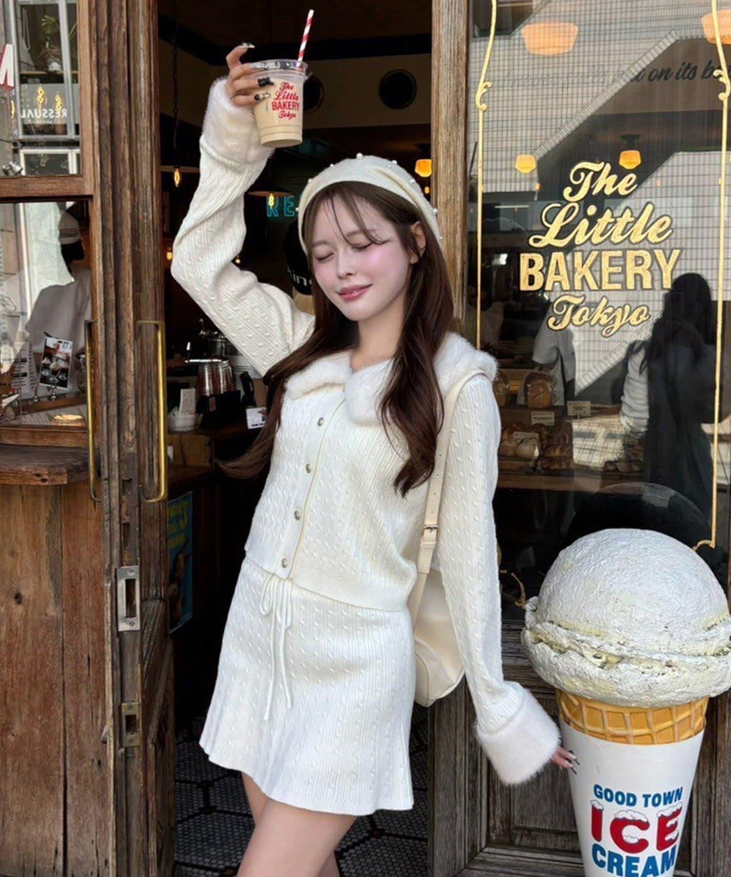 【Nono企畫】毛絨翻領麻花針織套裝