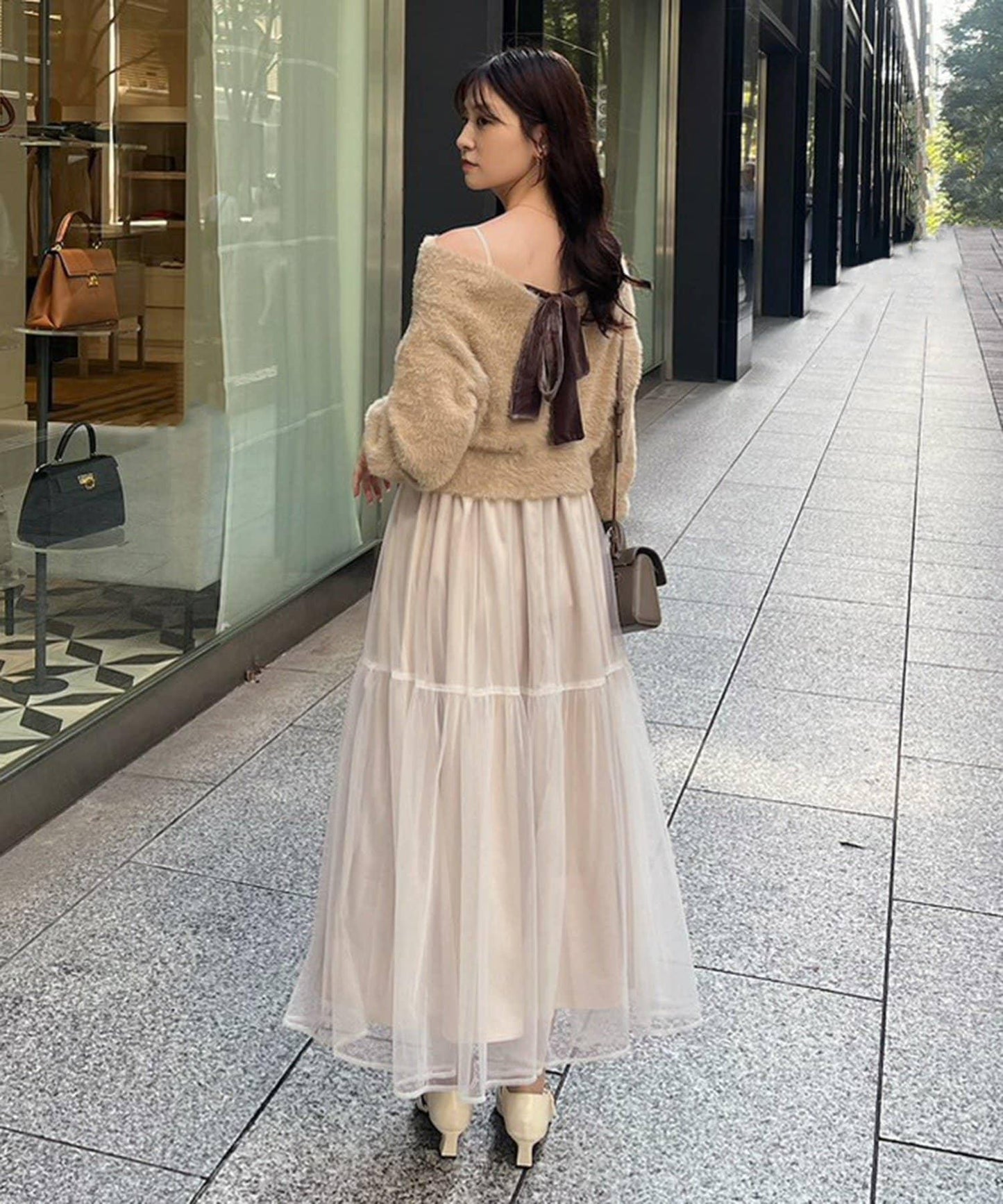 【megumi企畫】後系蝴蝶結2way針織套裝連衣裙