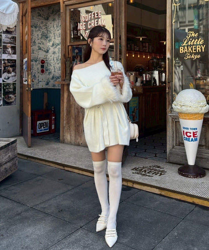 【ohana企畫】袖部毛絨針織長款上衣