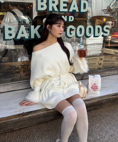 【ohana企畫】袖部毛絨針織長款上衣