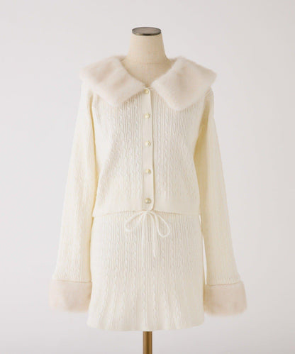 【Nono企畫】毛絨翻領麻花針織套裝