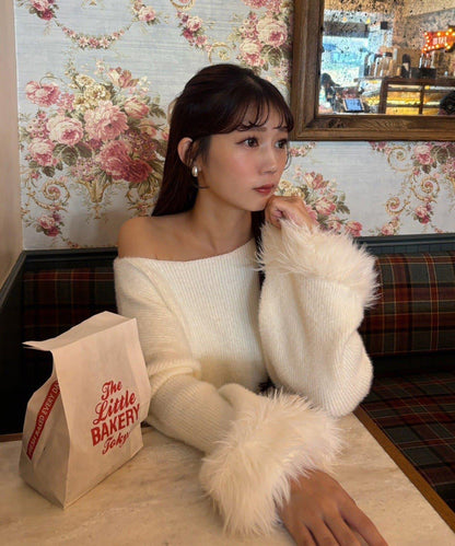 【ohana企畫】袖部毛絨針織長款上衣