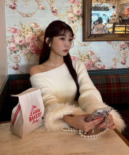 【ohana企畫】袖部毛絨針織長款上衣