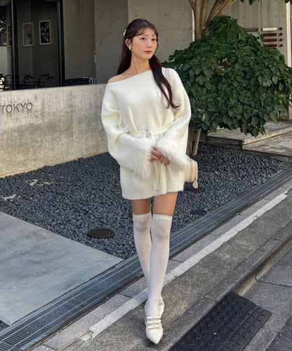 【ohana企畫】袖部毛絨針織長款上衣