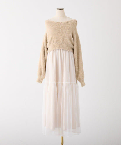 【megumi企畫】後系蝴蝶結2way針織套裝連衣裙