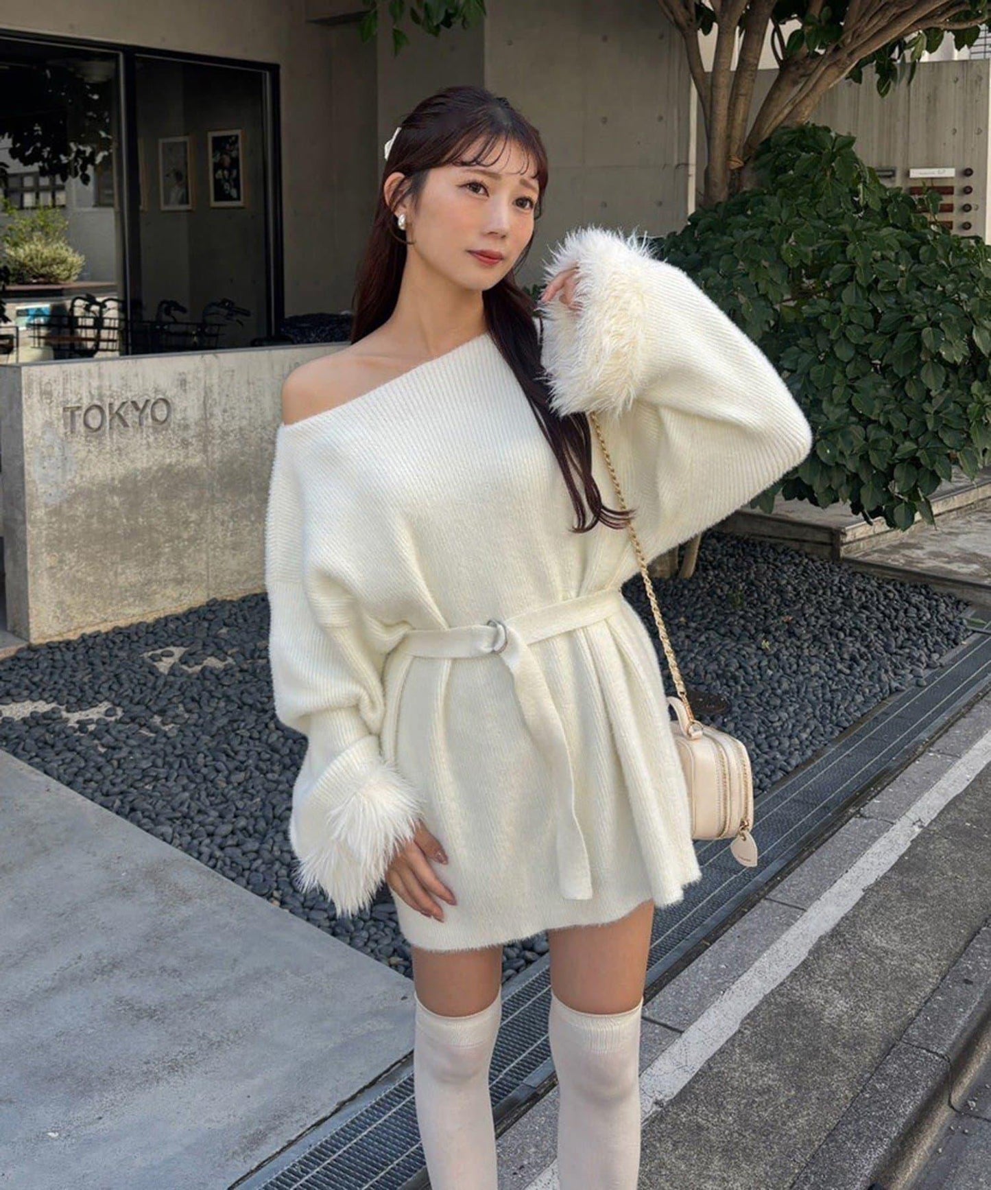 【ohana企畫】袖部毛絨針織長款上衣