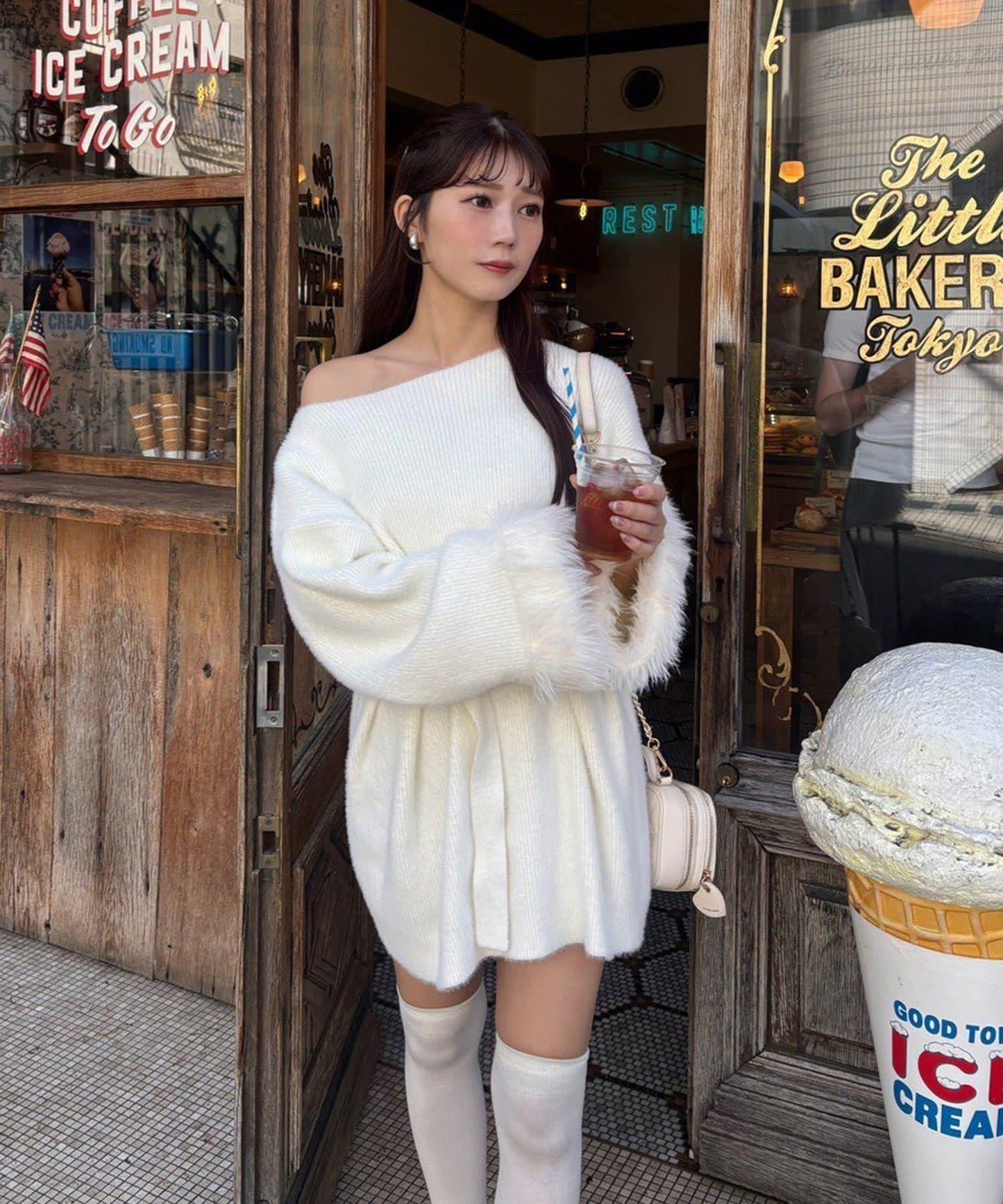 【ohana企畫】袖部毛絨針織長款上衣