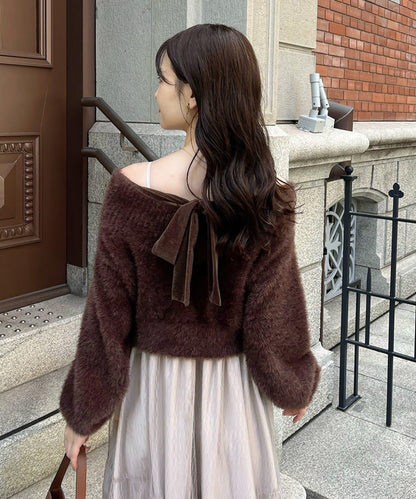 【megumi企畫】後系蝴蝶結2way針織套裝連衣裙