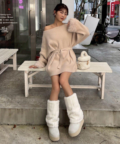 【ohana企畫】袖部毛絨針織長款上衣