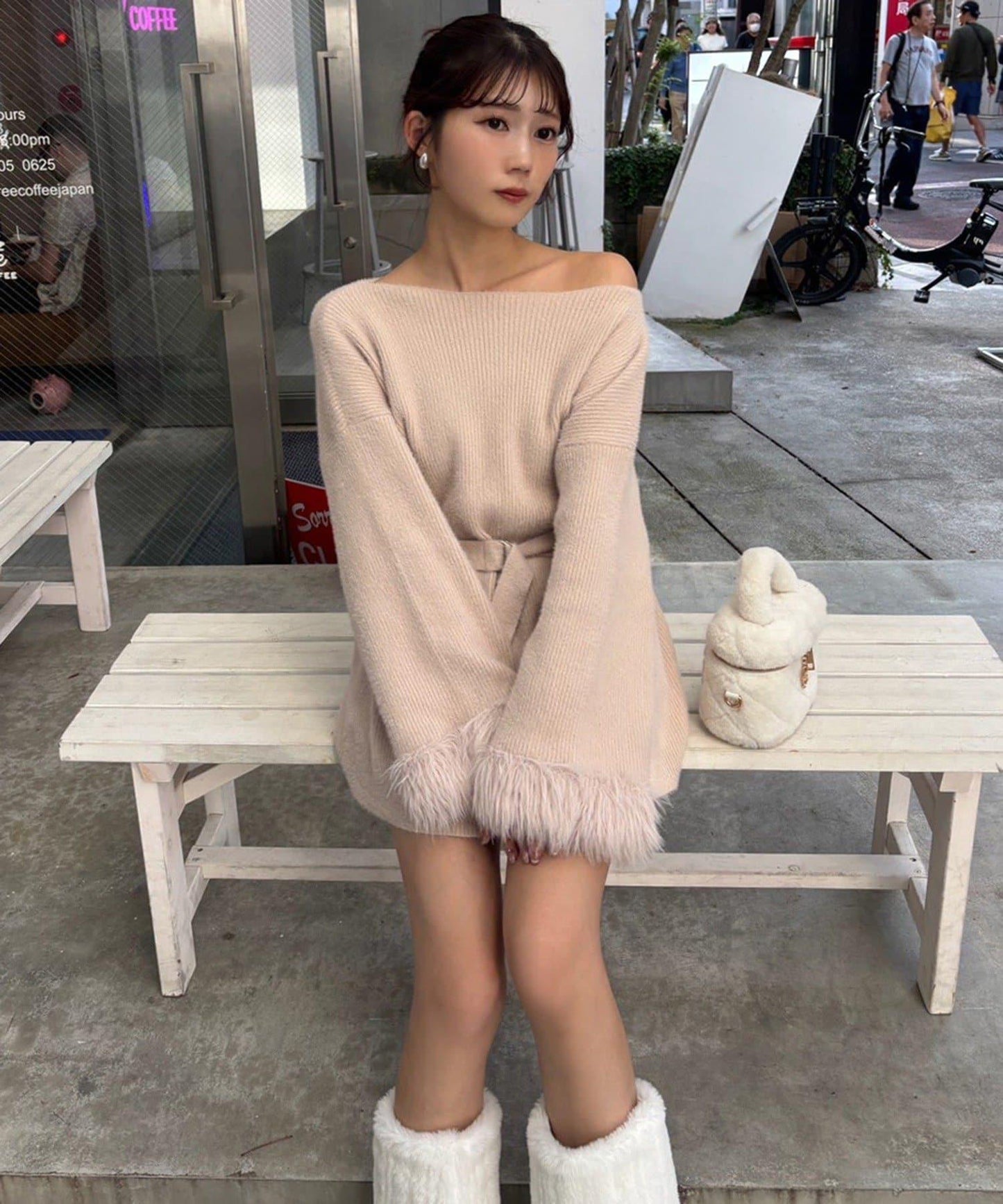 【ohana企畫】袖部毛絨針織長款上衣