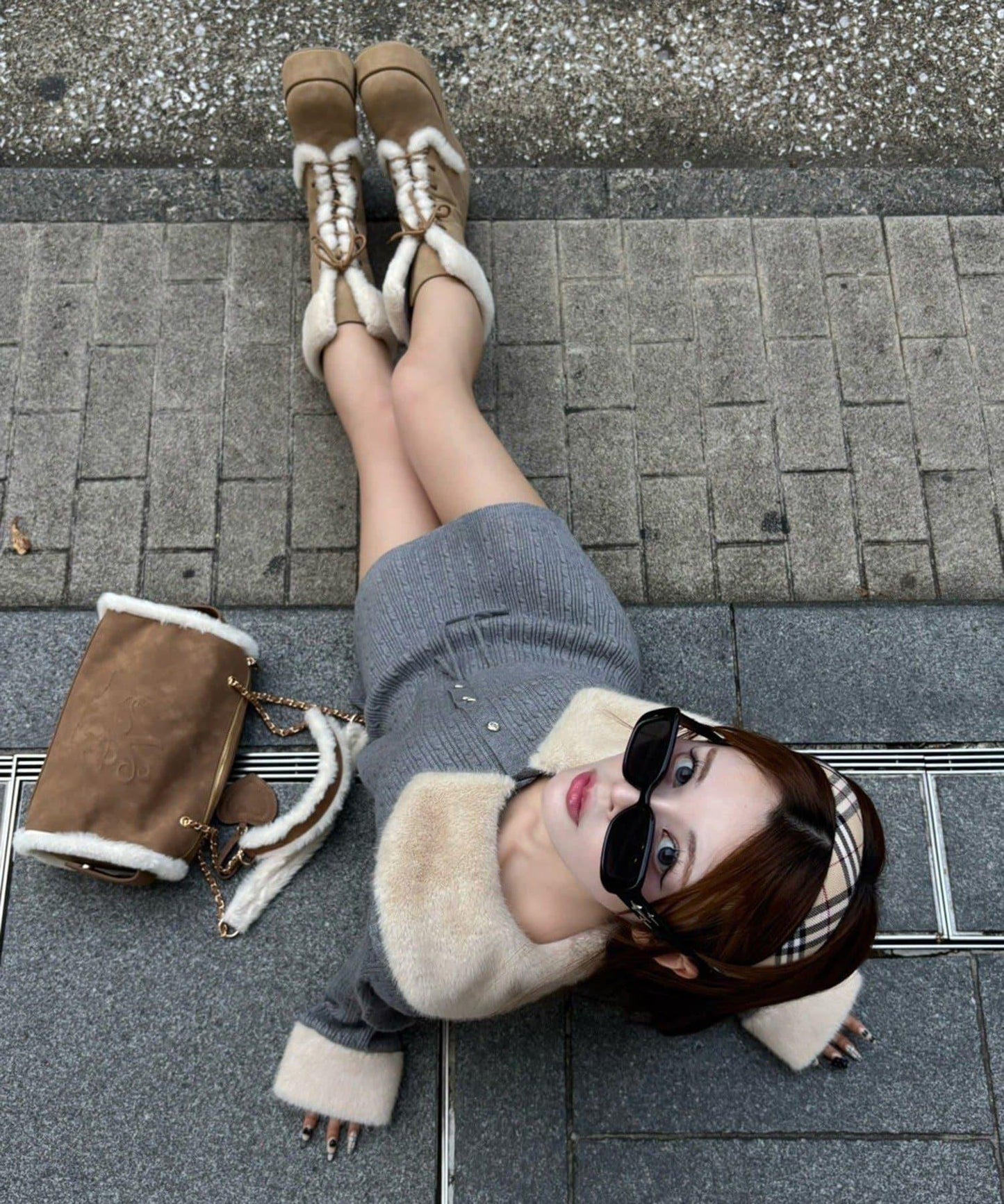 【Nono企畫】毛絨翻領麻花針織套裝