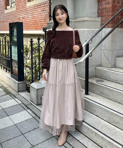 【megumi企畫】後系蝴蝶結2way針織套裝連衣裙