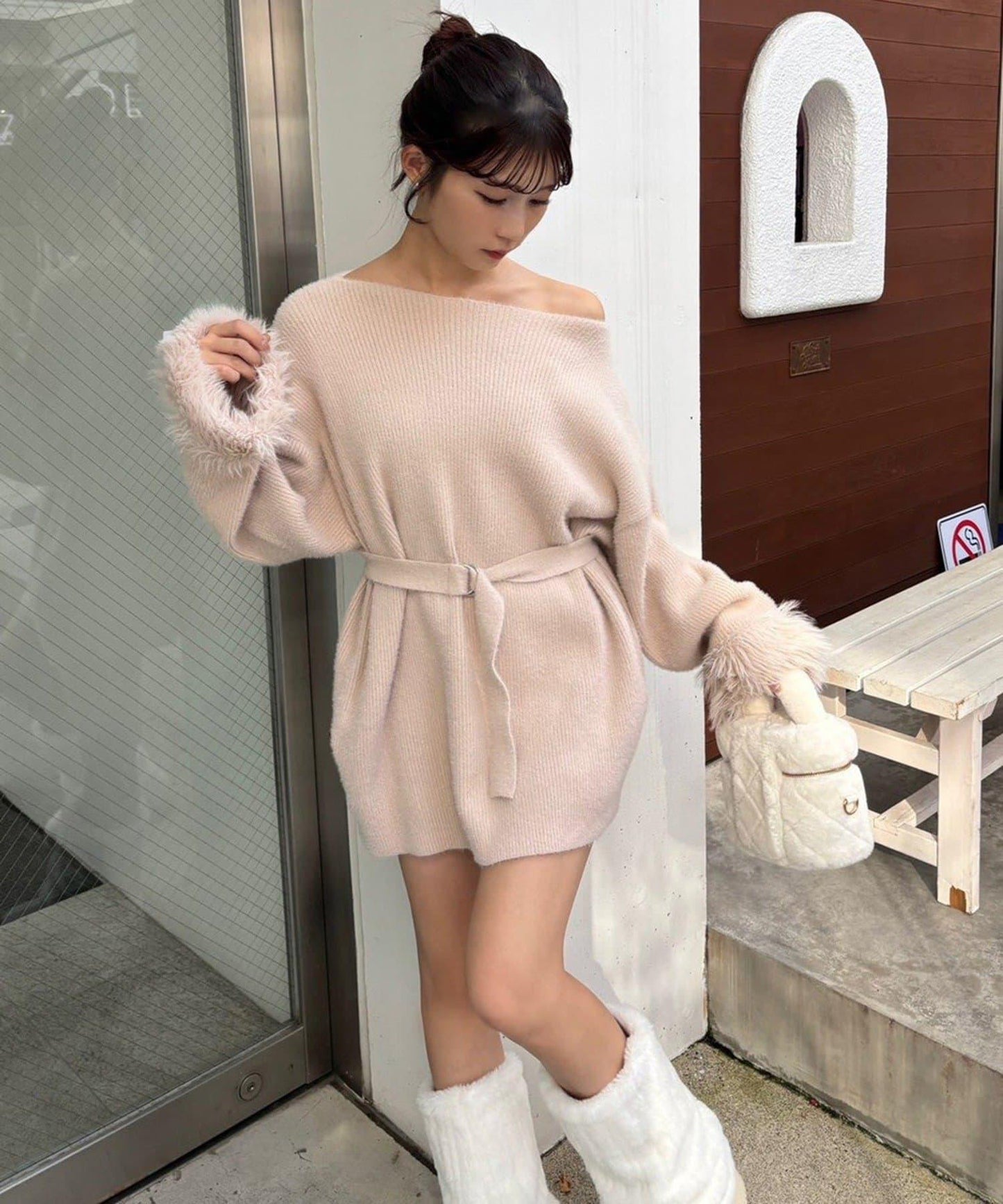 【ohana企畫】袖部毛絨針織長款上衣