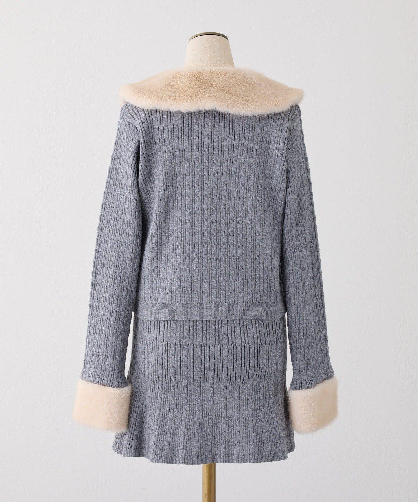 【Nono企畫】毛絨翻領麻花針織套裝