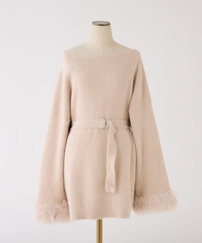 【ohana企畫】袖部毛絨針織長款上衣