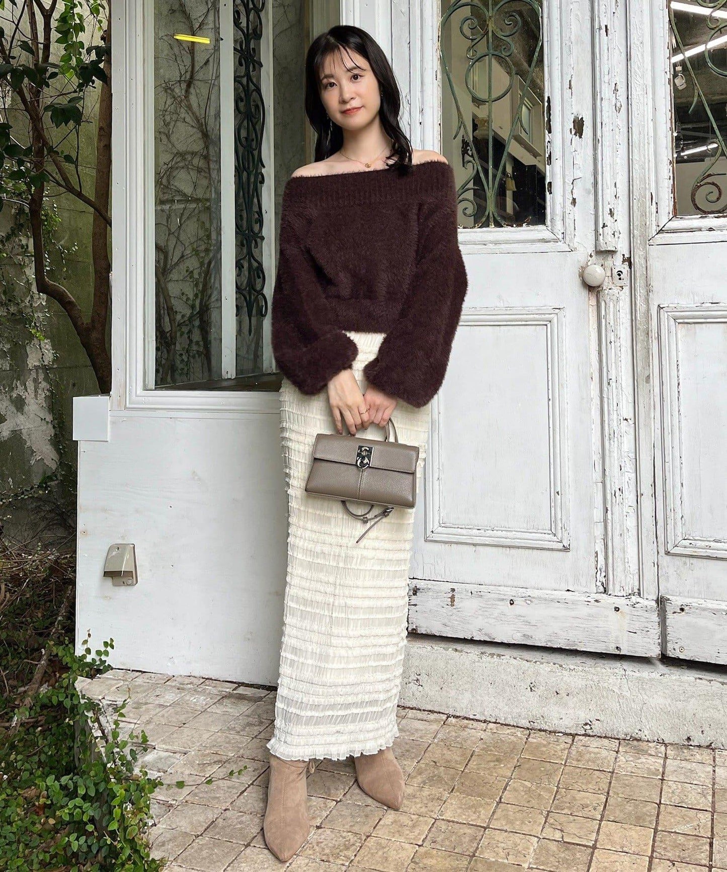 【megumi企畫】後系蝴蝶結2way針織套裝連衣裙