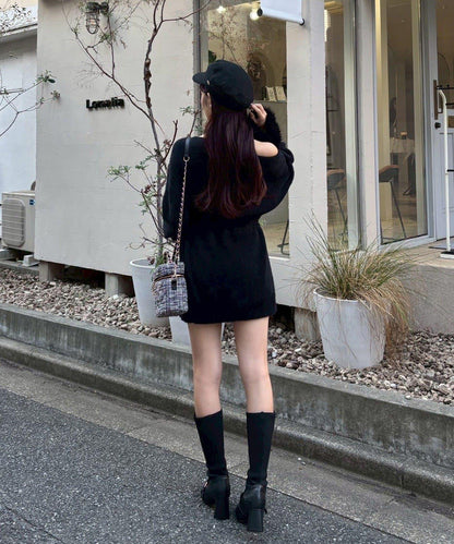 【ohana企畫】袖部毛絨針織長款上衣