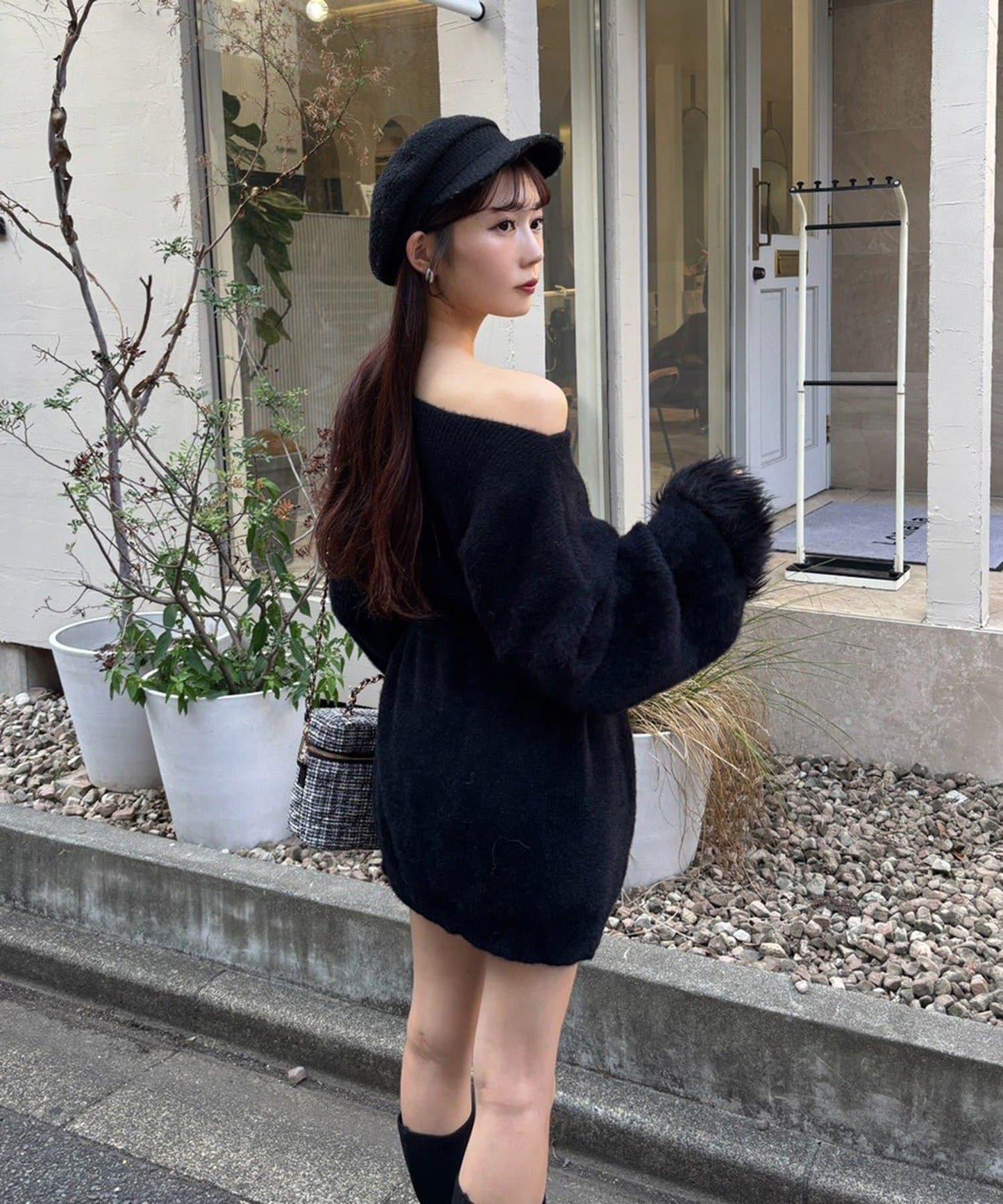 【ohana企畫】袖部毛絨針織長款上衣