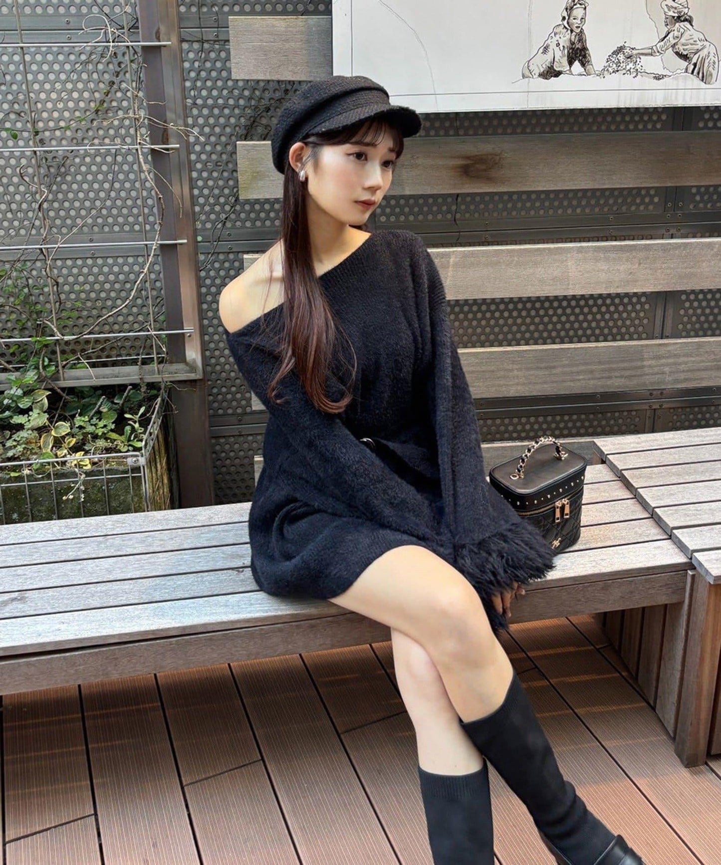 【ohana企畫】袖部毛絨針織長款上衣