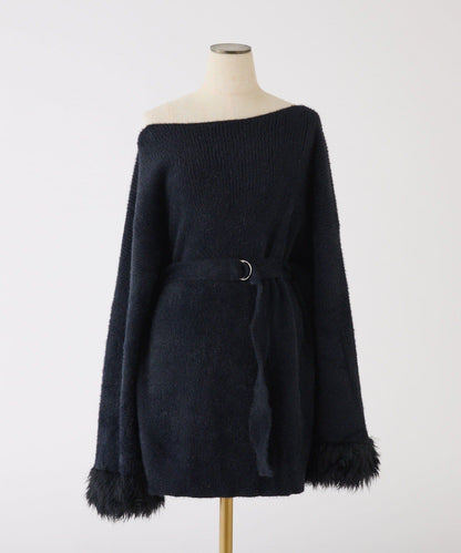 【ohana企畫】袖部毛絨針織長款上衣