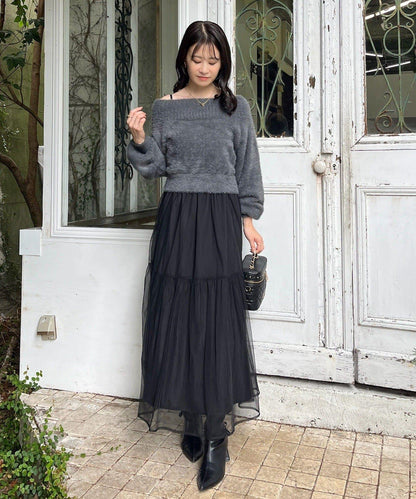 【megumi企畫】後系蝴蝶結2way針織套裝連衣裙