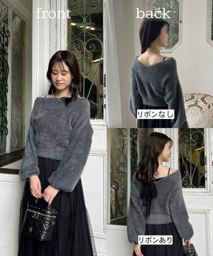 【megumi企畫】後系蝴蝶結2way針織套裝連衣裙