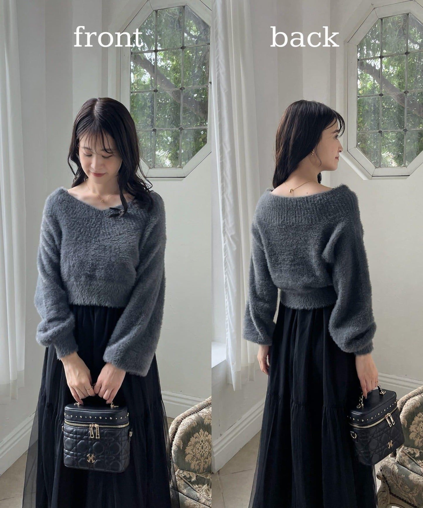 【megumi企畫】後系蝴蝶結2way針織套裝連衣裙