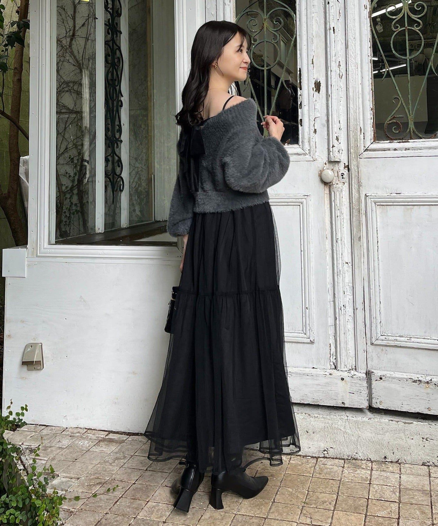 【megumi企畫】後系蝴蝶結2way針織套裝連衣裙