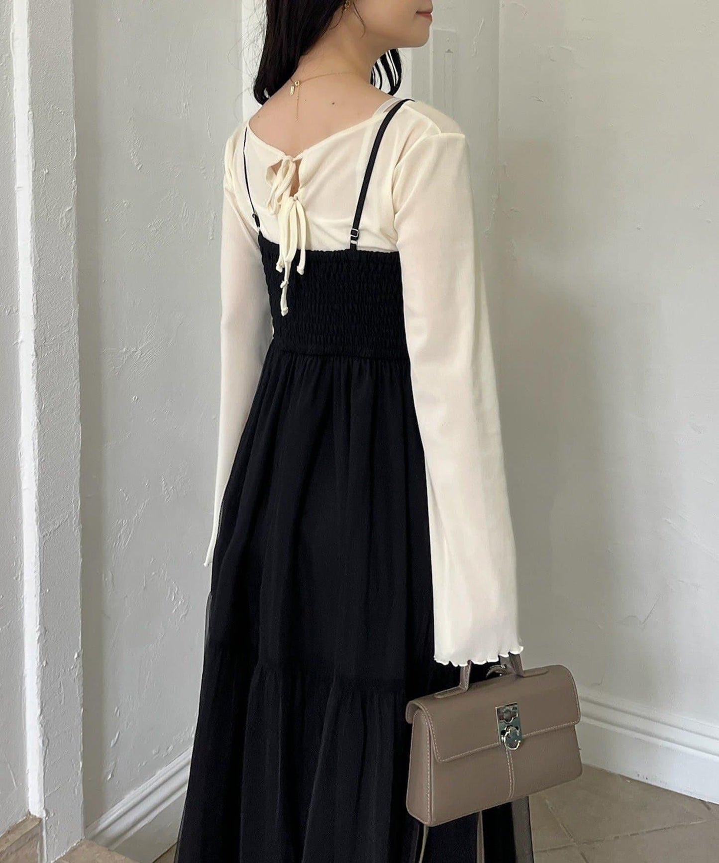 【megumi企畫】後系蝴蝶結2way針織套裝連衣裙