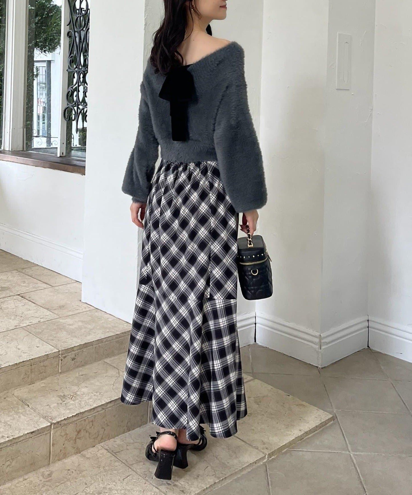 【megumi企畫】後系蝴蝶結2way針織套裝連衣裙