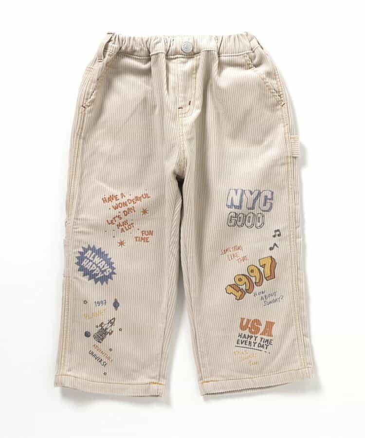 POP插畫燈芯絨長褲 10分丈