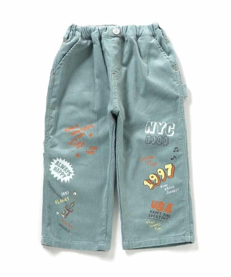 POP插畫燈芯絨長褲 10分丈