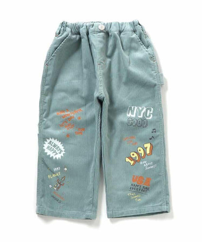 POP插畫燈芯絨長褲 10分丈