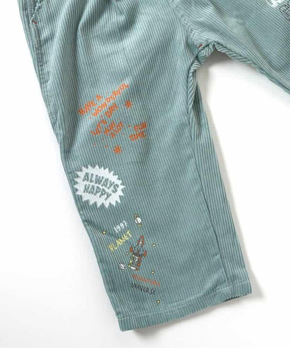 POP插畫燈芯絨長褲 10分丈